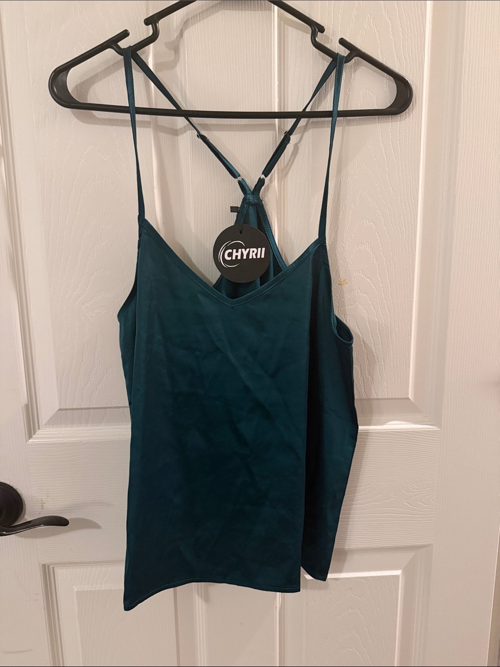 Dark green V-Neck Spaghetti Strap Tank Top